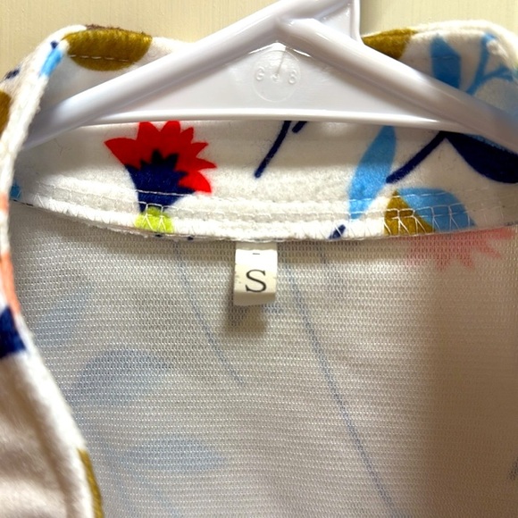 Floral Printed Military Style White Blazer Jacket size S - Picture 3 of 5